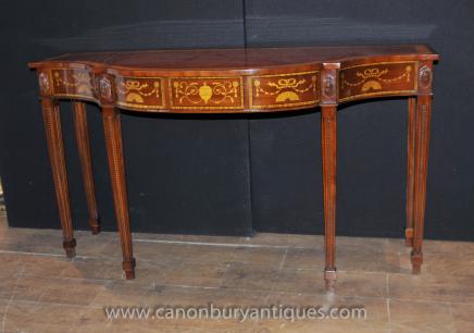 Regency Sheraton Console Table in Mahogany Inlay