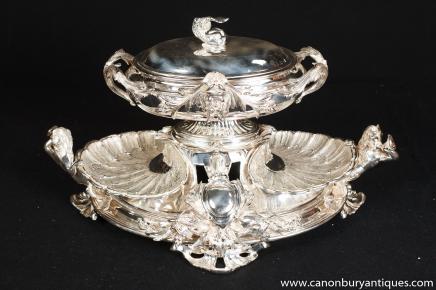Victorian Rococo Silver Plate Serving Platter Centrepiece Epergne 