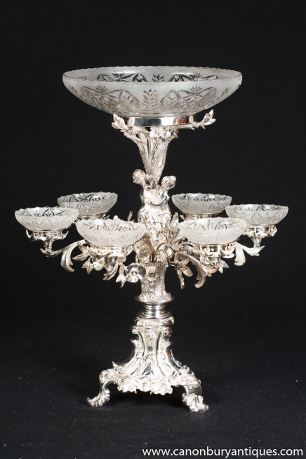 Victorian Silver Plate Cherub Centrepiece Epergne Dish Stand