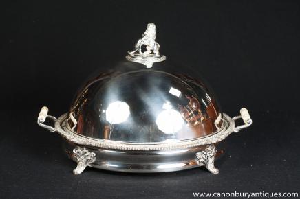 Victorian Silver Plate Domed Serving Platter Food Tray