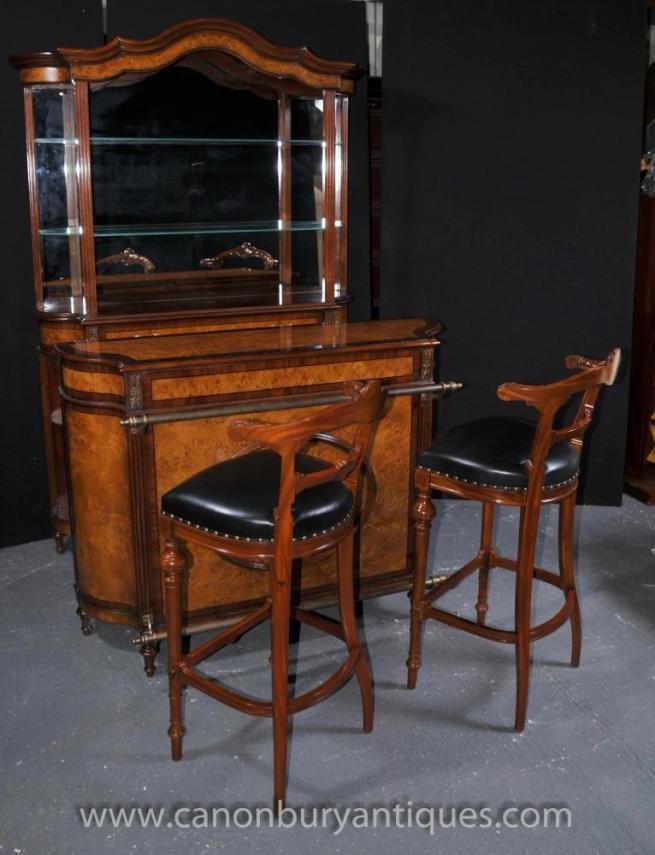 English Victorian Bar Set Server Stool Cabinet Pub