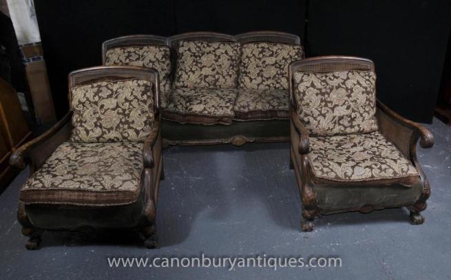 French Antique Bergere Sofa Arm Chair Suite Couch Chairs Settee