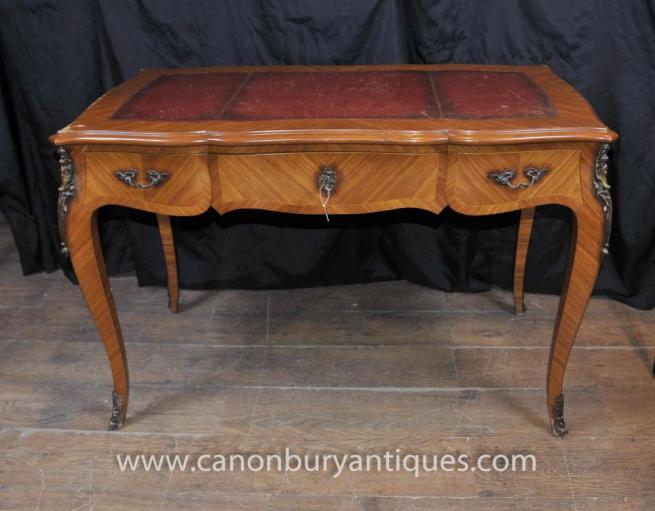 Antique French Empire Bureau Plat Writing Table Extending Desk