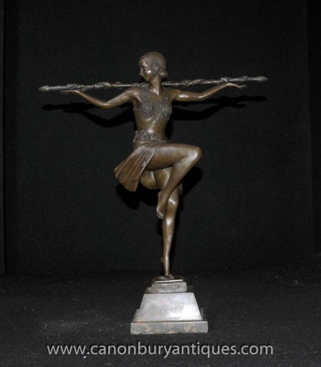 Art Deco Bronze Deco Dancer Figurine Flapper 1920s Female