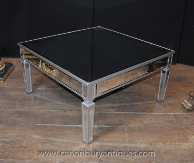 Art Deco Mirrored Coffee Table Glass Cocktail Tables