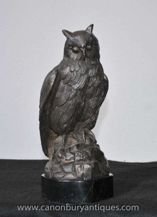 Bronze Eagle Owl Statue Birds of Prey Casting