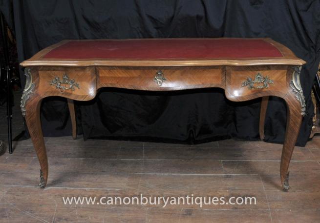 French Antique Bureau Plat Desk Empire Writing Table