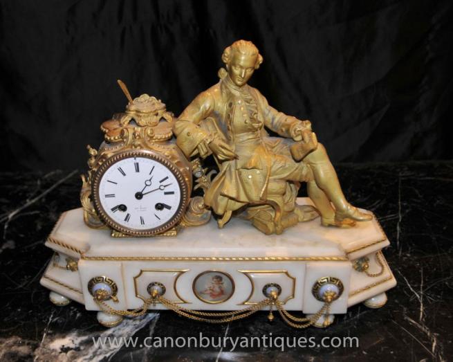 French Empire Marble Ormolu Napoleon Mantle Clock