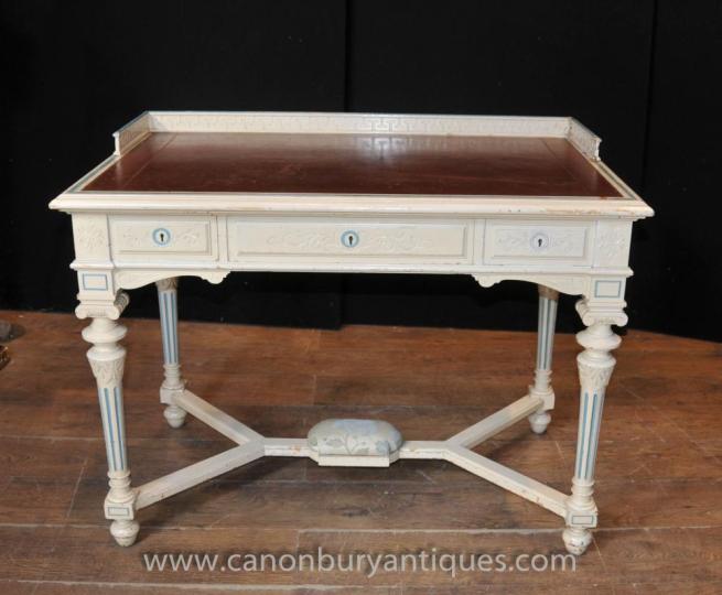 French Napoleon Desk Writing Table Bureau Painted Shabby Chic