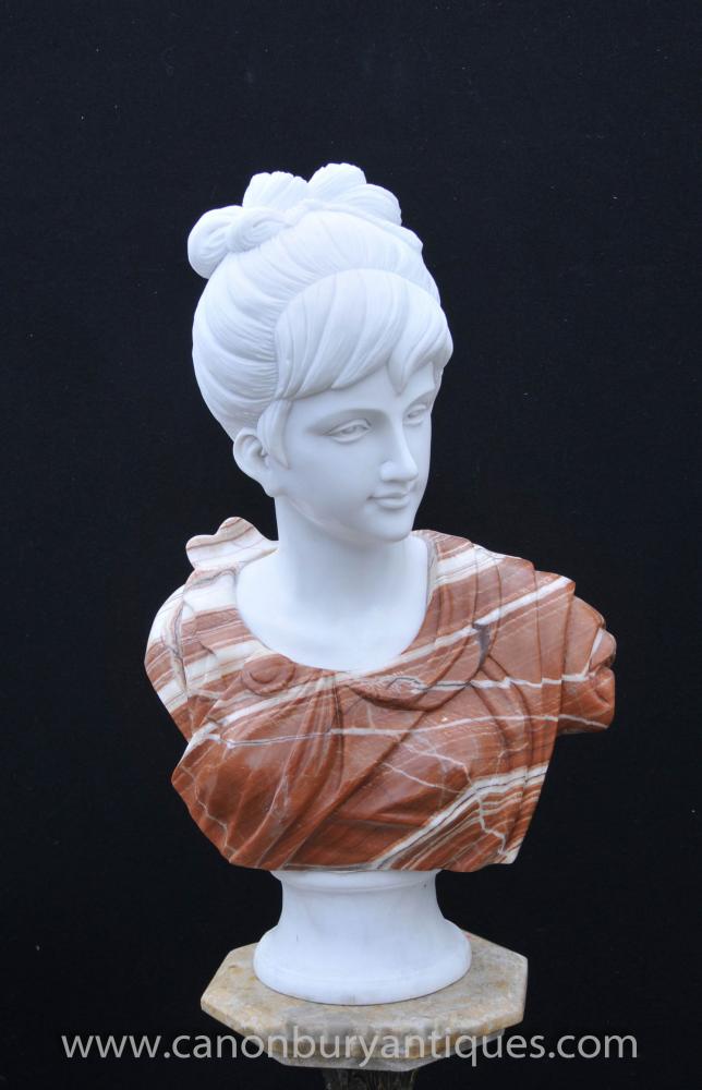 Italian Marble Bust Georgian Lady Female Hand Carved Statue