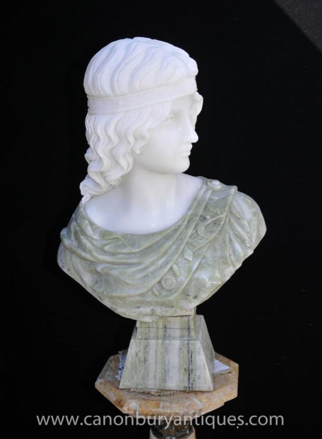 Italian Marble Bust Greek Goddess Athena Stone Carved Statue