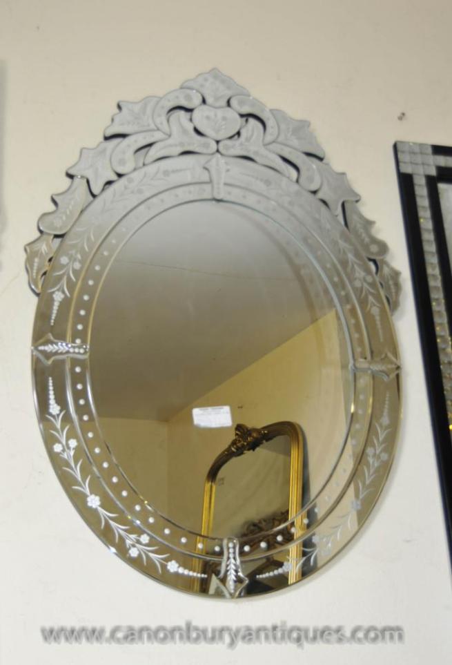 Italian Venetian Glass Mirror Mirrors Etched