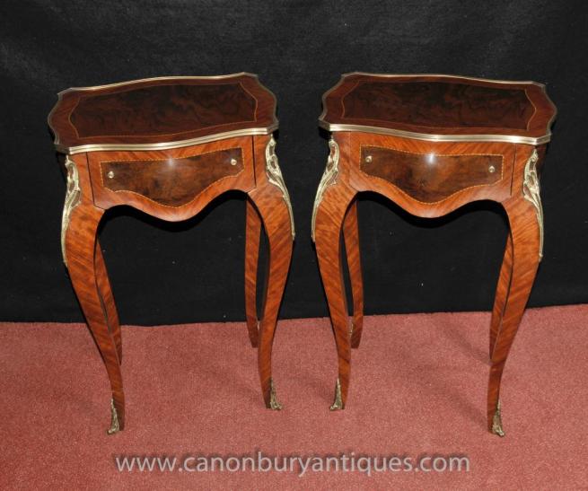 Pair Empire Side Tables Cocktail Table Cabriole Legs