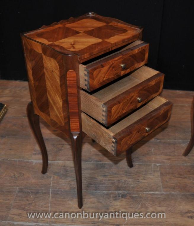 Pair French Empire Nightstands Bedside Cabinets Chests Tables