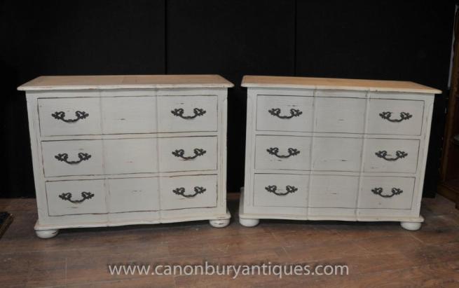 Pair French Farmhouse Chest Drawers Commodes Shabby Chic