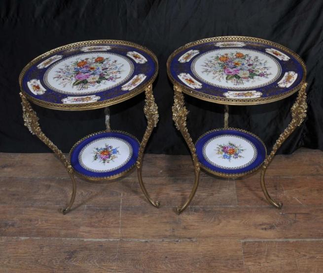 Sevres Porcelain and Ormolu Side Table Floral Ceramic Ormolu
