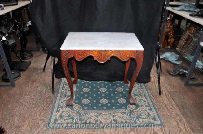 Victorian Mahogany Console Table Marble Top