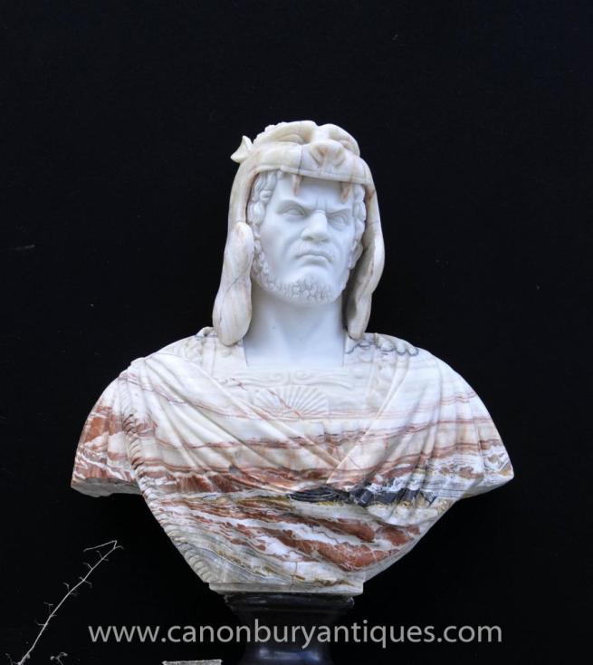 XL Italian Marble Bust Norse Warrior Carved Game Thrones Sculpture
