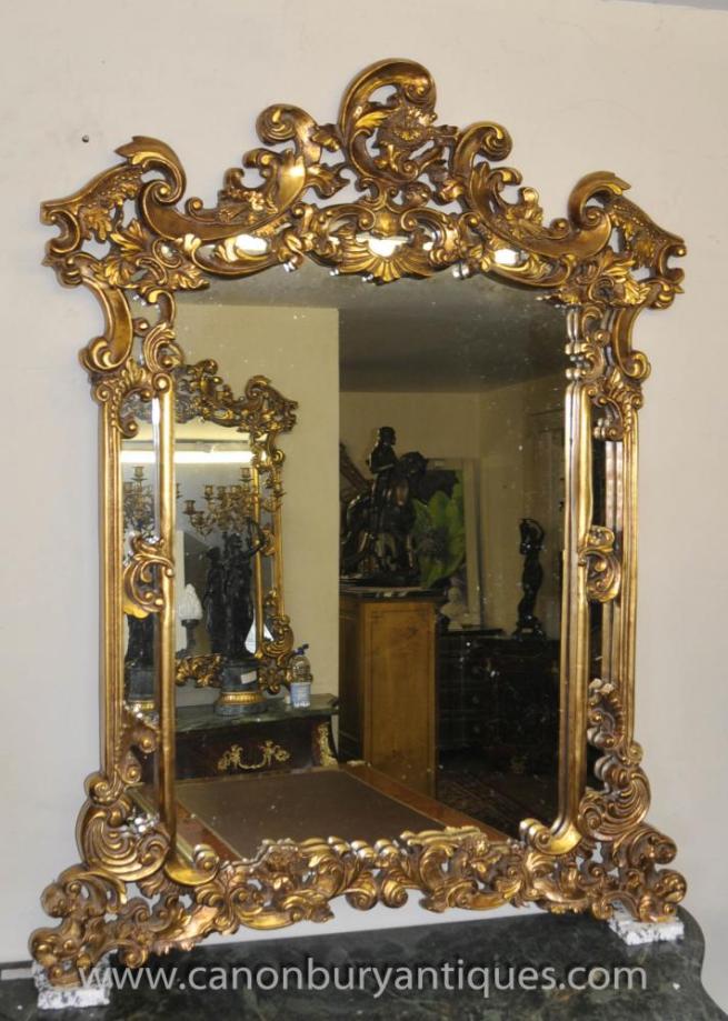 French Rococo Louis XV Gilt Pier Mirror Mantle Mirrors