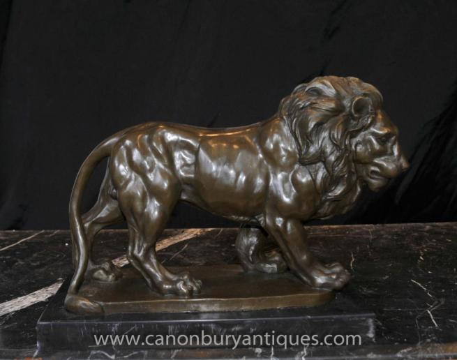 Italian Bronze Lion Statue Signed Giainbologna Animals Cats Bronzes