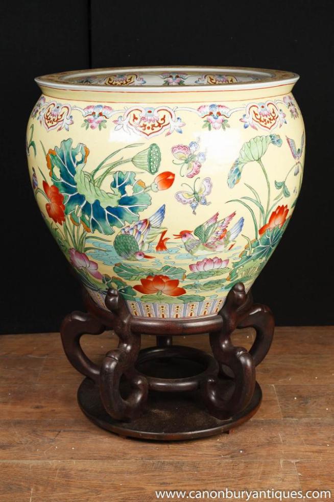 Large Chinese Porcelain Famille Rose Planter Bowl Urn China Ceramic