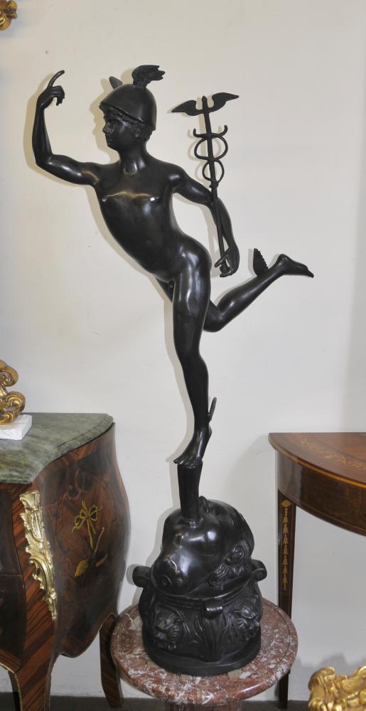 Large Italian Bronze Hermes Mercury Statue Classic Myth Figurine