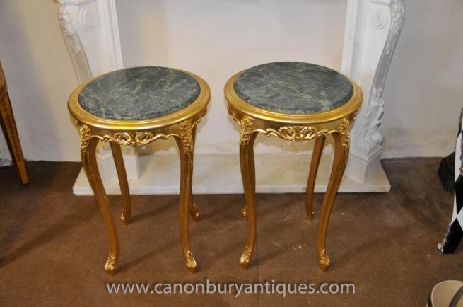 Pair French Louis XV Gilt Side Tables Occasional Table
