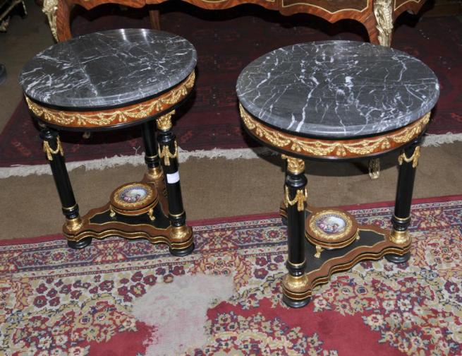 Pair French Louis XV Sevres Side Cocktail Tables