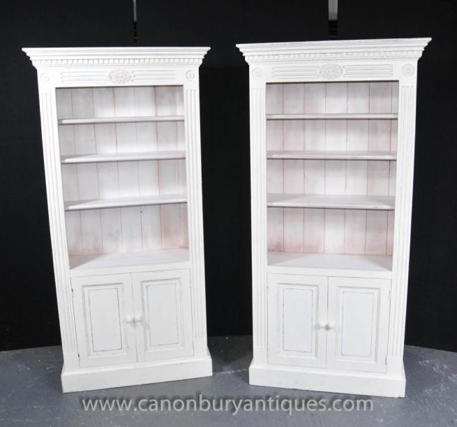 Pair Painted Kitchen Oak Dresser Cabinets Potboard Farmhouse Bookcase