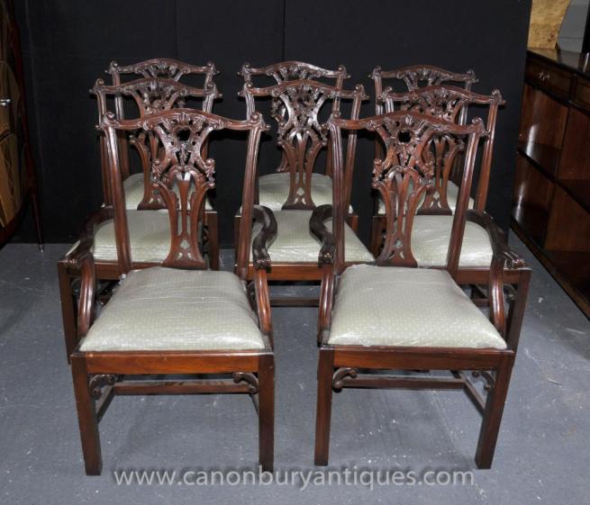 Set 8 Chippendale Dining Chairs Mahogany Diners