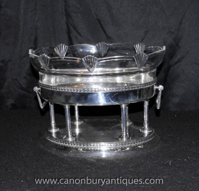 Silver Plate German Art Deco Glass Stand Tray Tureen 1930s WMF