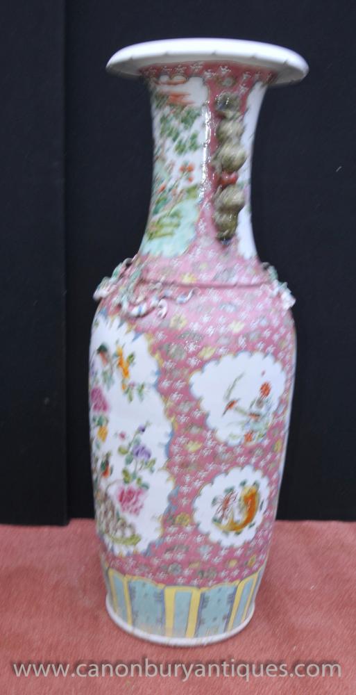 Single Wucai Chinese Porcelain Urns Vases Dragons Asian Antiques
