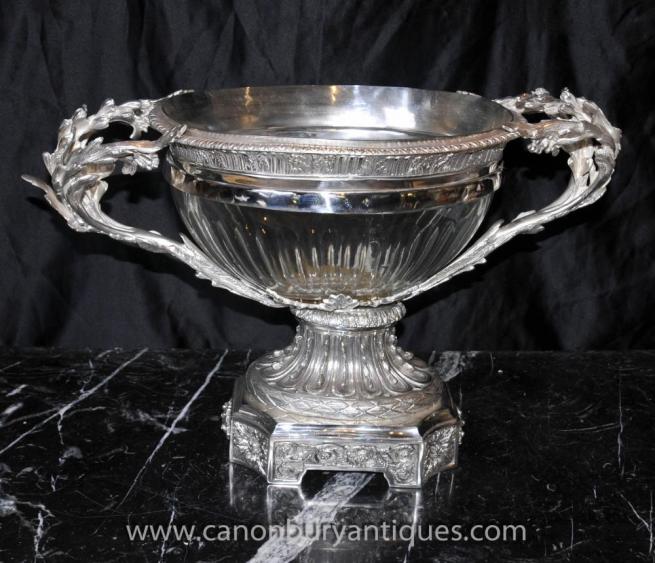 Victorian Sheffield Silver Plate Tureen Cut Glass Bowl Dish Centrepiece