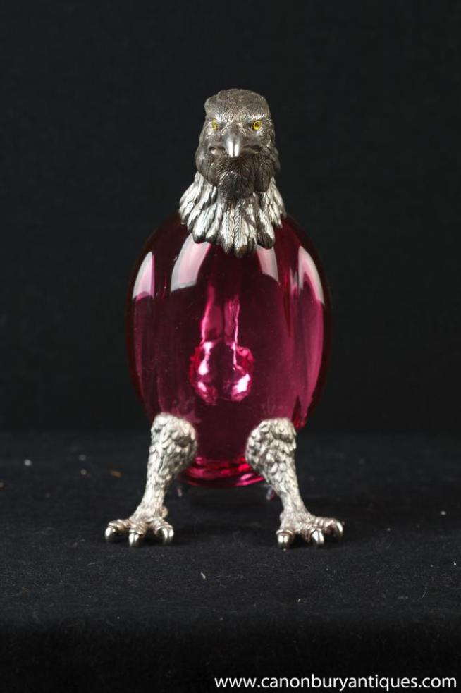 Victorian Silver Plate Cut Glass Eagle Decanter Jug