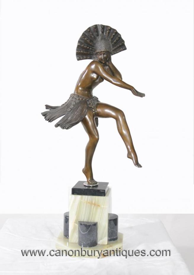 Art Deco Bronze Egyptian Dancer Statue Figurine Colinet