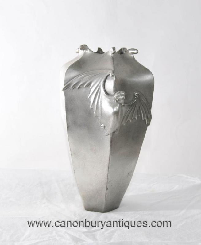 Art Deco Bronze Gothic Bat Vase Urn