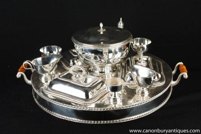 Victorian Sheffield Silver Plate Lazy Susan Dumb Waiter Dinner Service