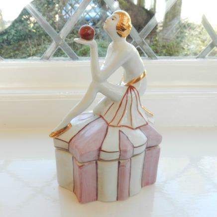 Art Deco Porcelain Lady Trinket Pot