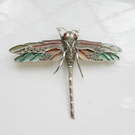 Art Nouveau Enamel Dragonfly Brooch