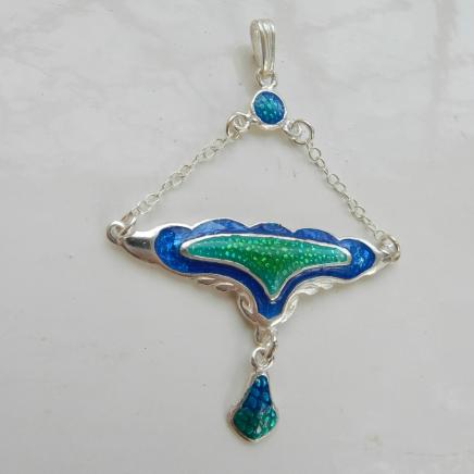 Art Nouveau Enamel Droplet Pendant