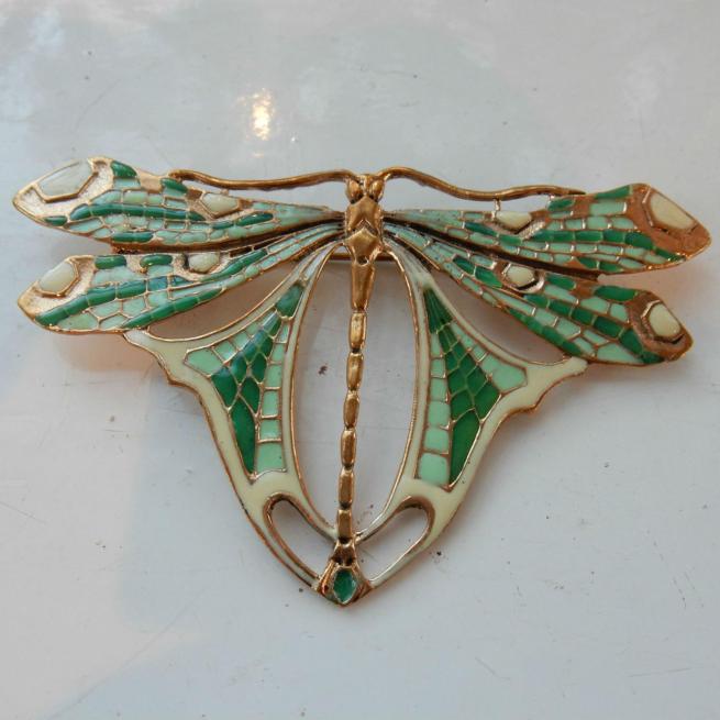 Art Nouveau Enameled Butterfly Brooch