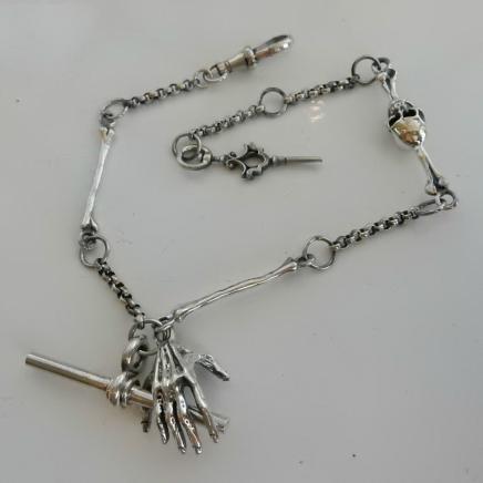 Fine Silver Gothic Albert Pocket Watch Chain