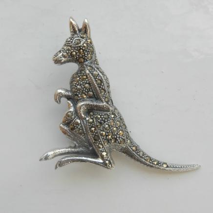 Fine Silver & Marcasite Kangeroo Brooch