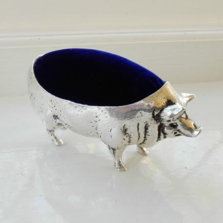 Large Silver Plate Pig Pin Cushion