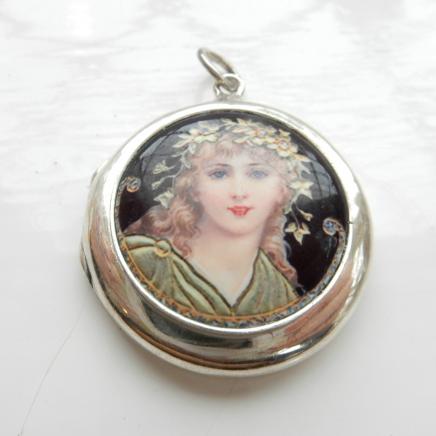 Silver Art Nouveau Lady Pendant