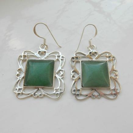 Silver & Jade Drop Earrings