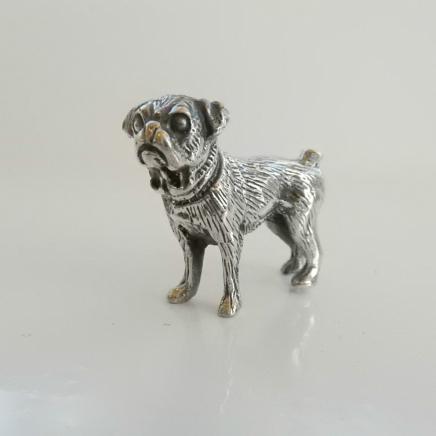 Silver Pug Dog Charm