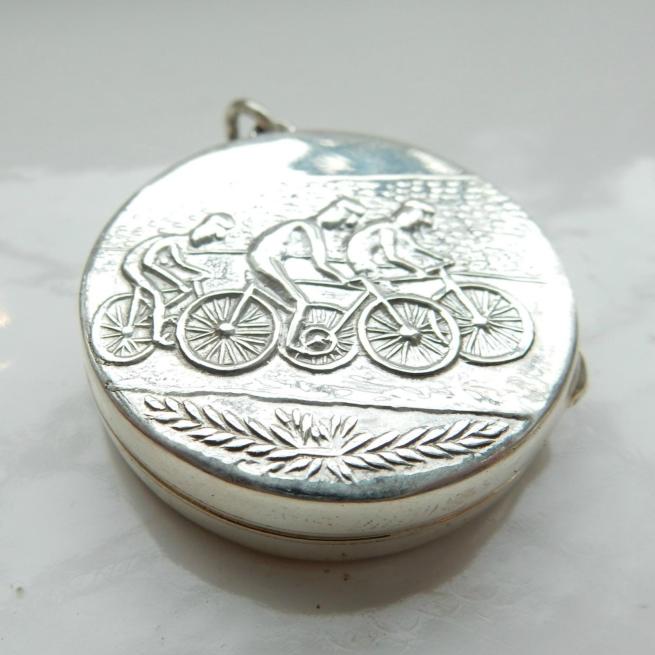 Solid Silver Olympic Cyclist Locket