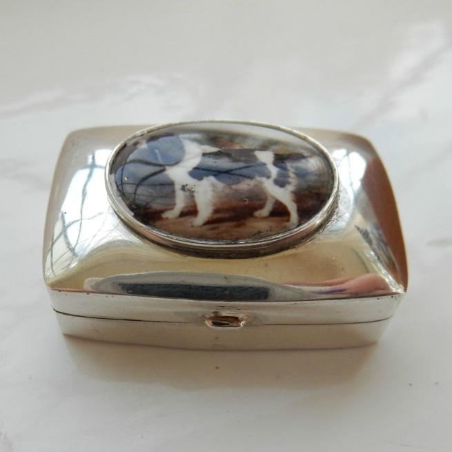 Sterling Silver Gun Dog Pill Box 