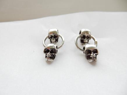 Sterling Silver Skull Drop Earrings